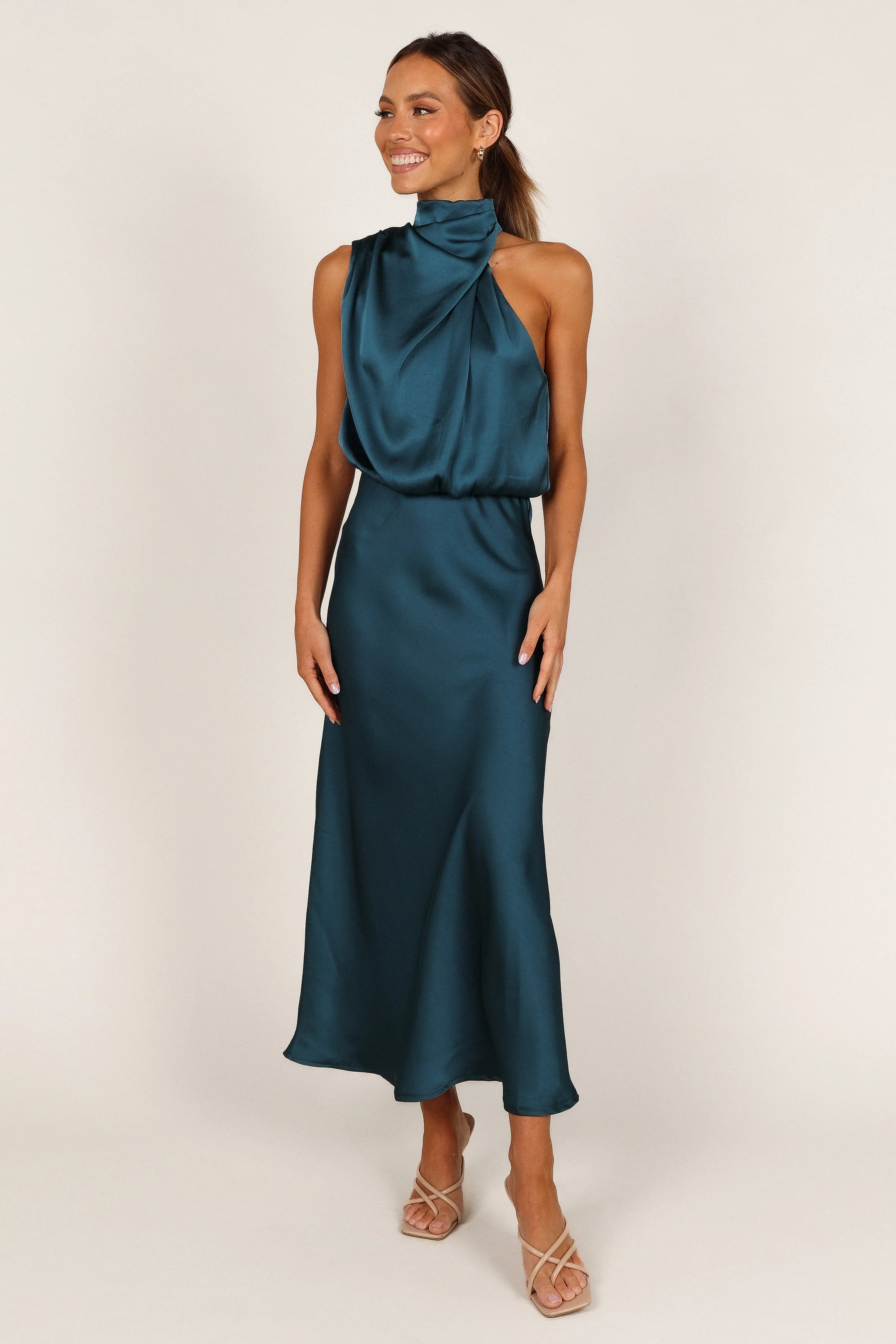 Anabelle Halter Neck Midi Dress - Teal - Image 4