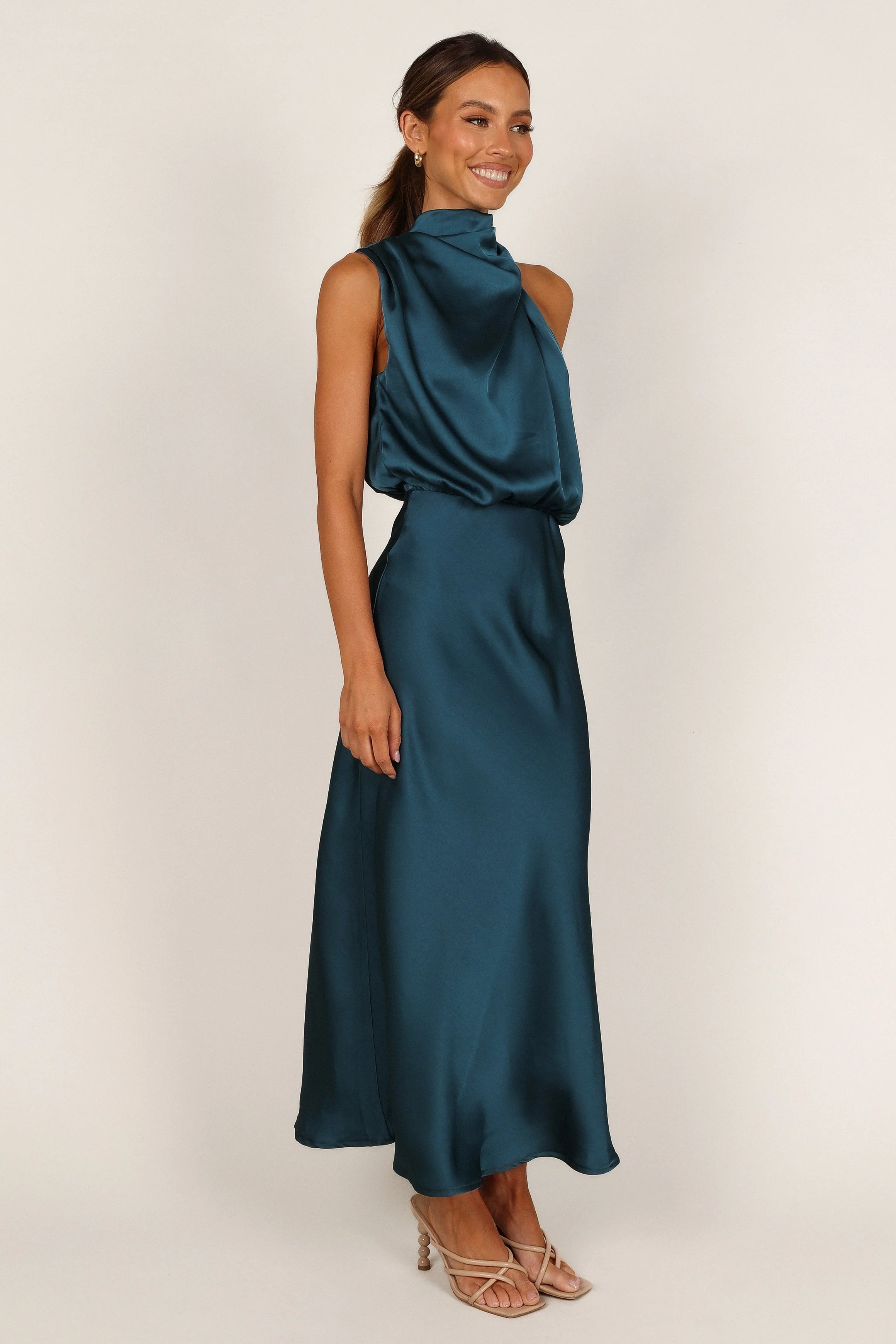 Anabelle Halter Neck Midi Dress - Teal - Image 8