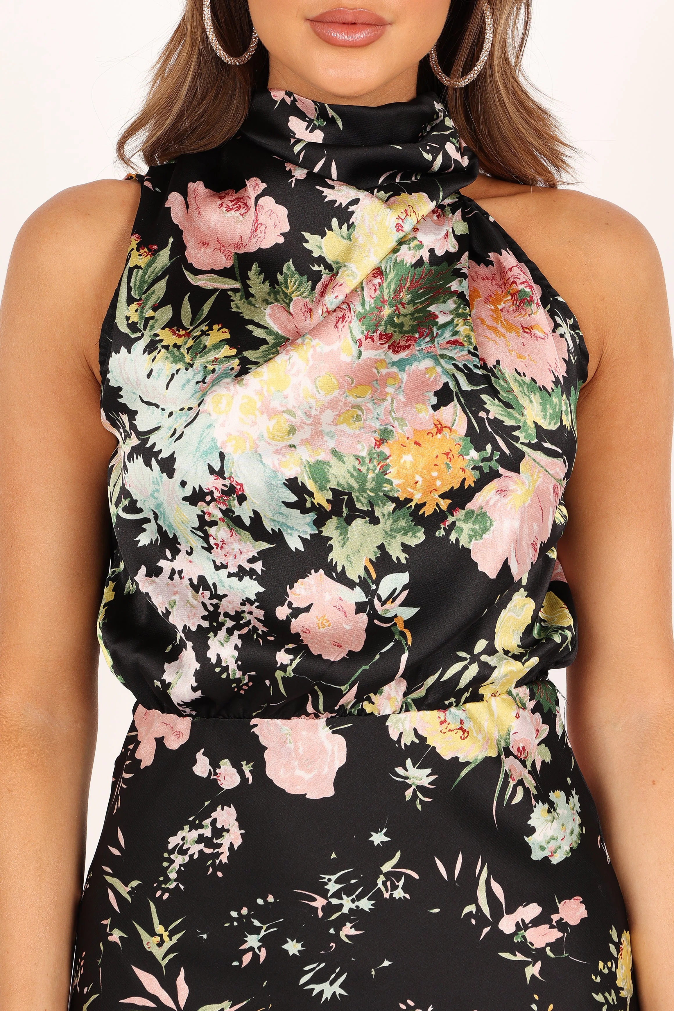 Anabelle Halter Neck Mini Dress - Black Floral - Image 5