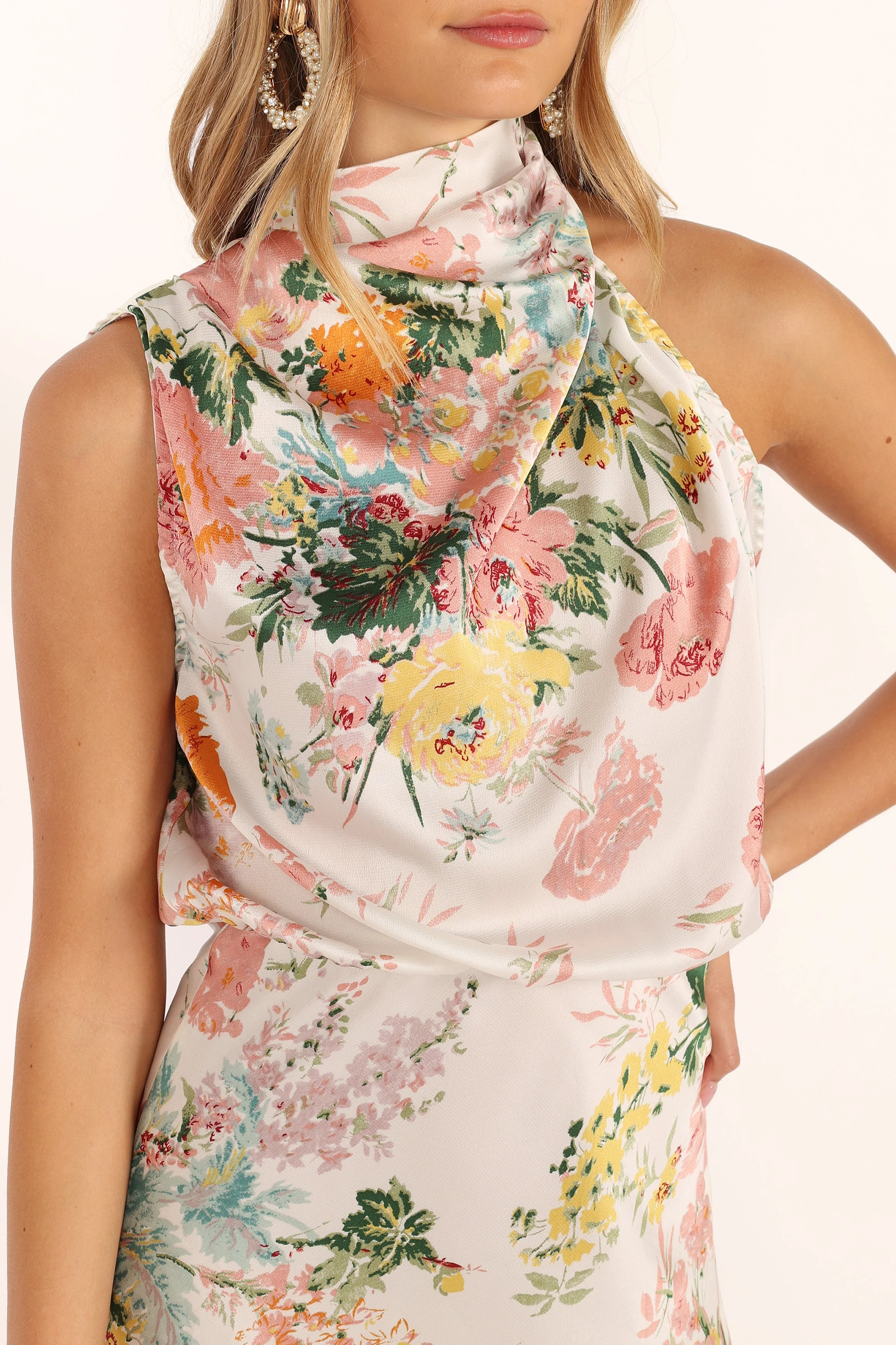 Anabelle Halter Neck Mini Dress - White Floral - Image 6