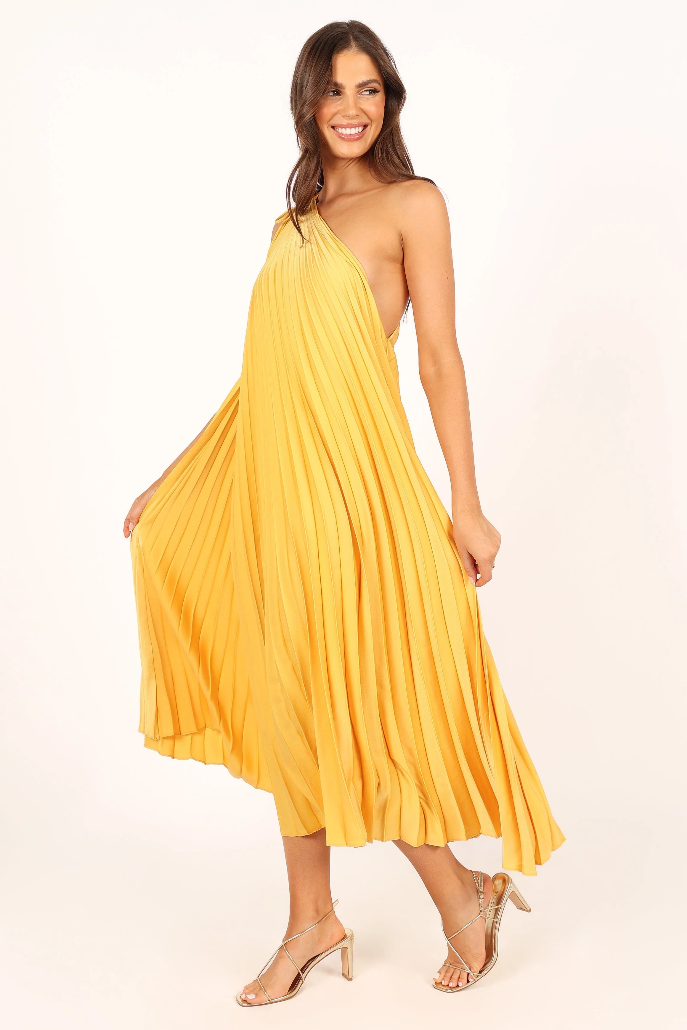 Cali One Shoulder Midi Dress - Saffron - Image 3