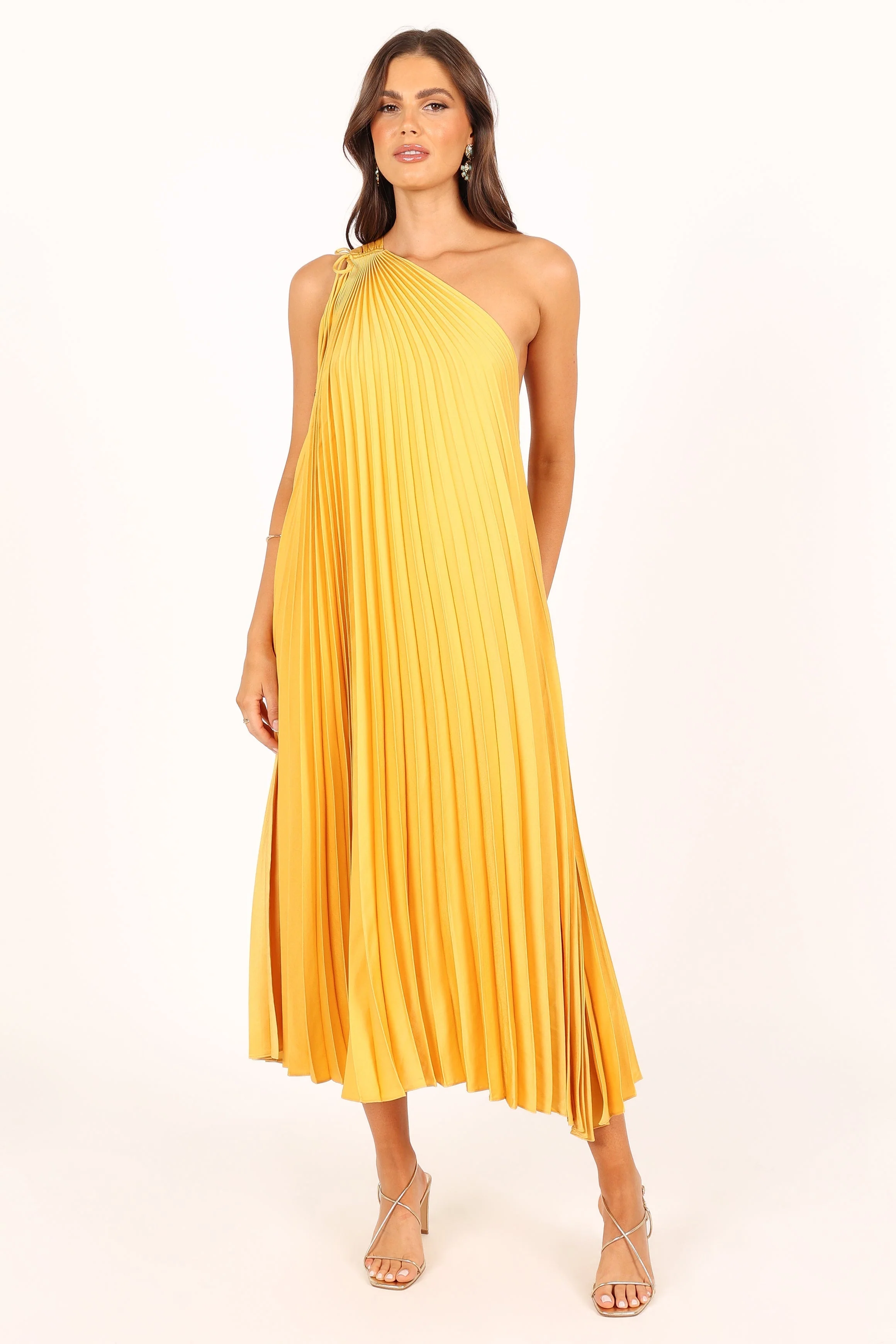 Cali One Shoulder Midi Dress - Saffron - Image 4