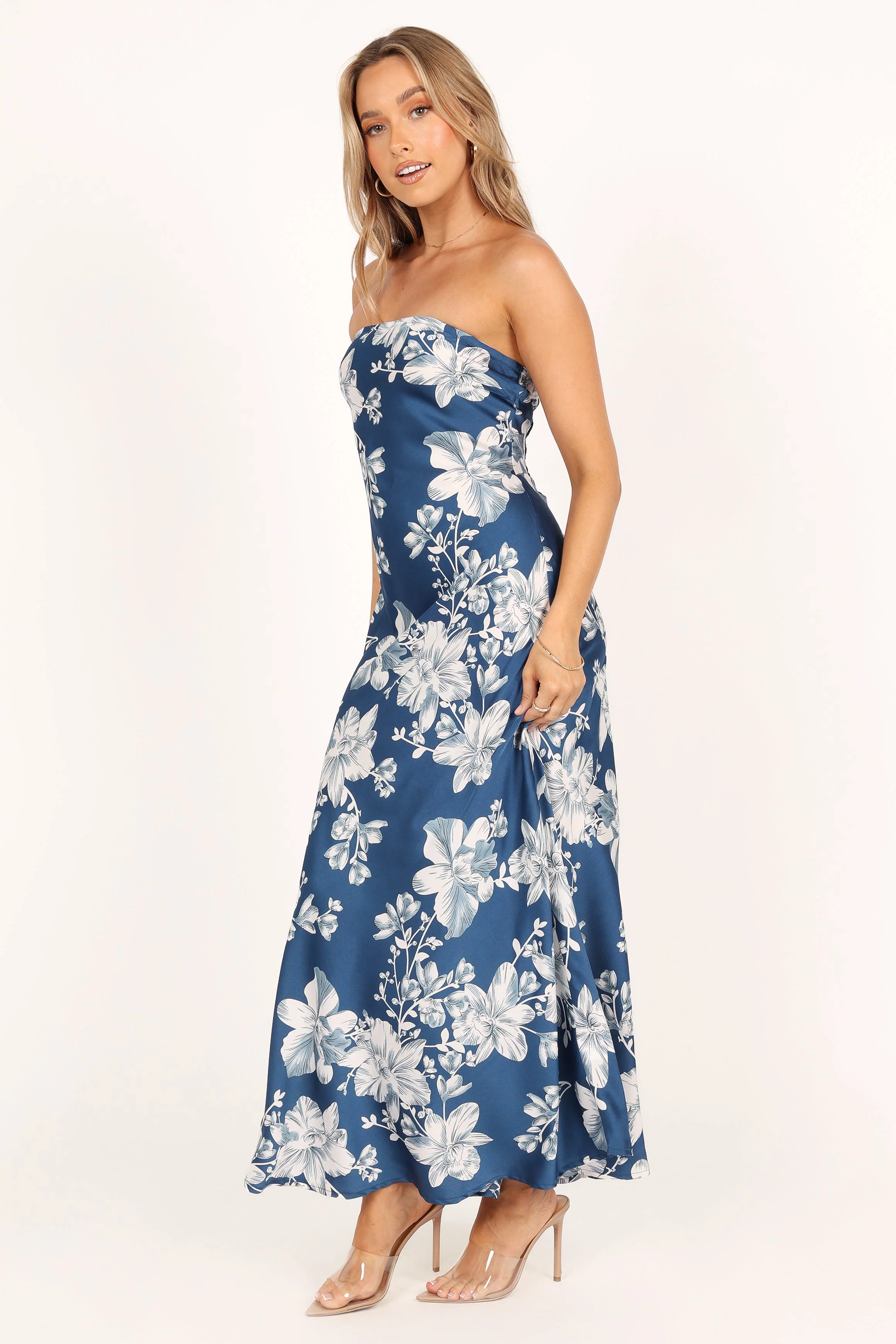 Gemma Strapless Maxi Dress - Blue Floral - Image 3