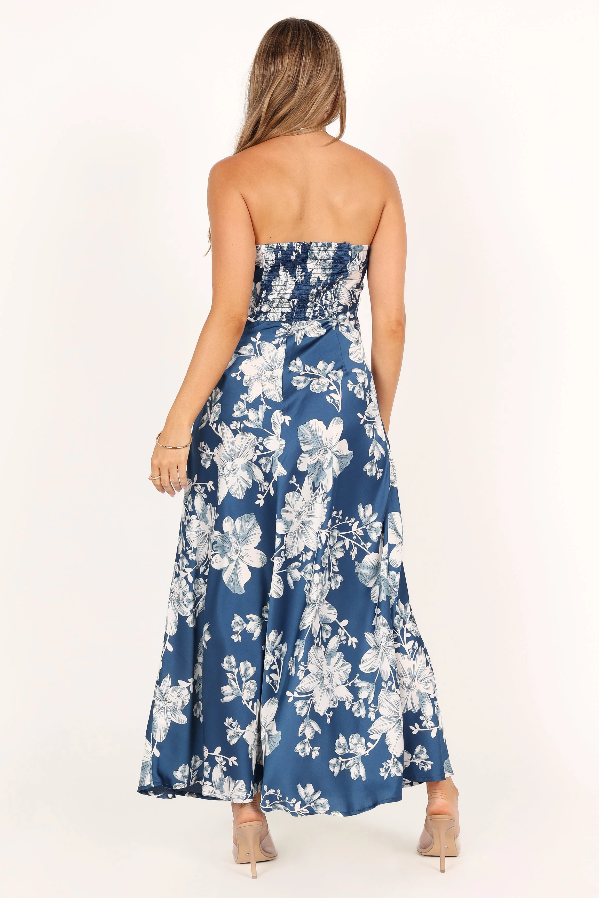 Gemma Strapless Maxi Dress - Blue Floral - Image 4