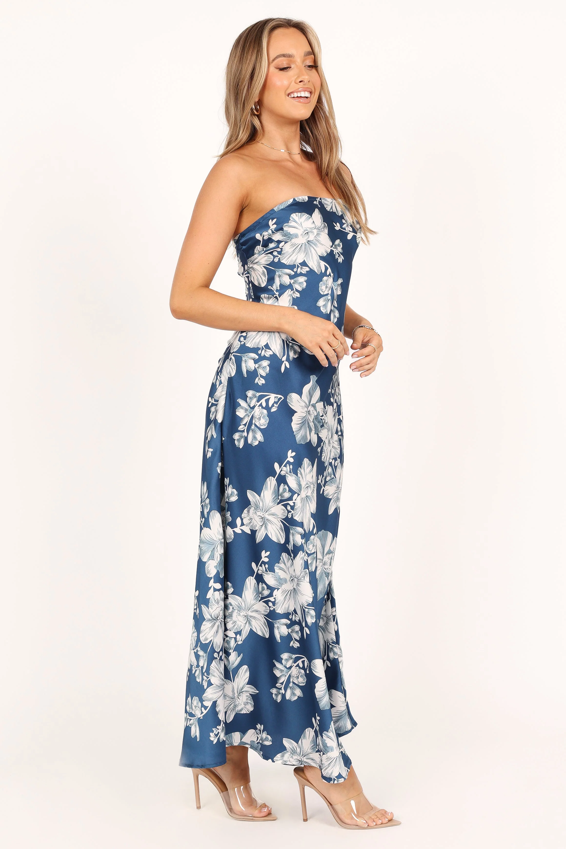 Gemma Strapless Maxi Dress - Blue Floral - Image 5