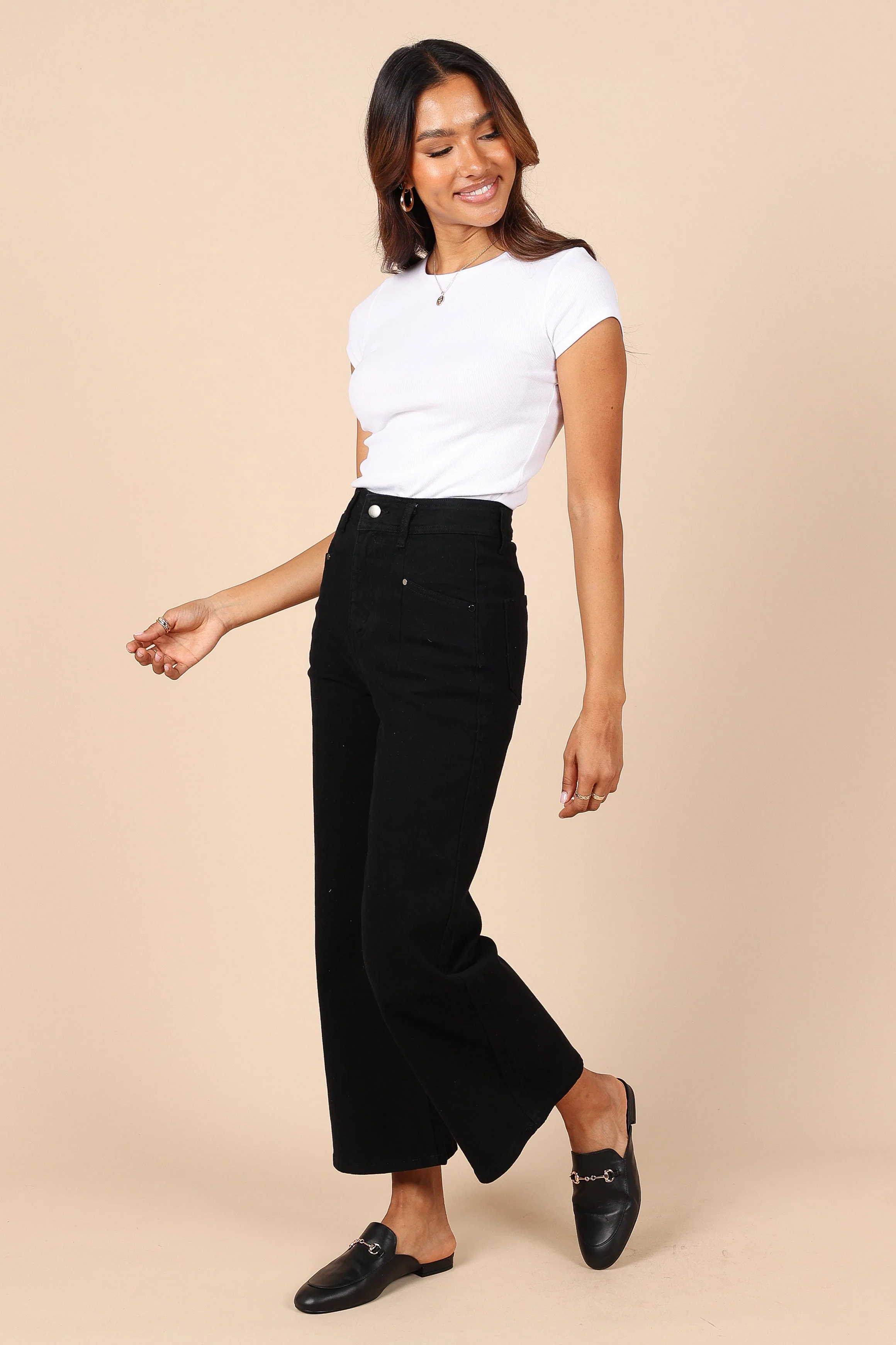 Georgette High Waisted Straight Leg Pants - Black - Image 4