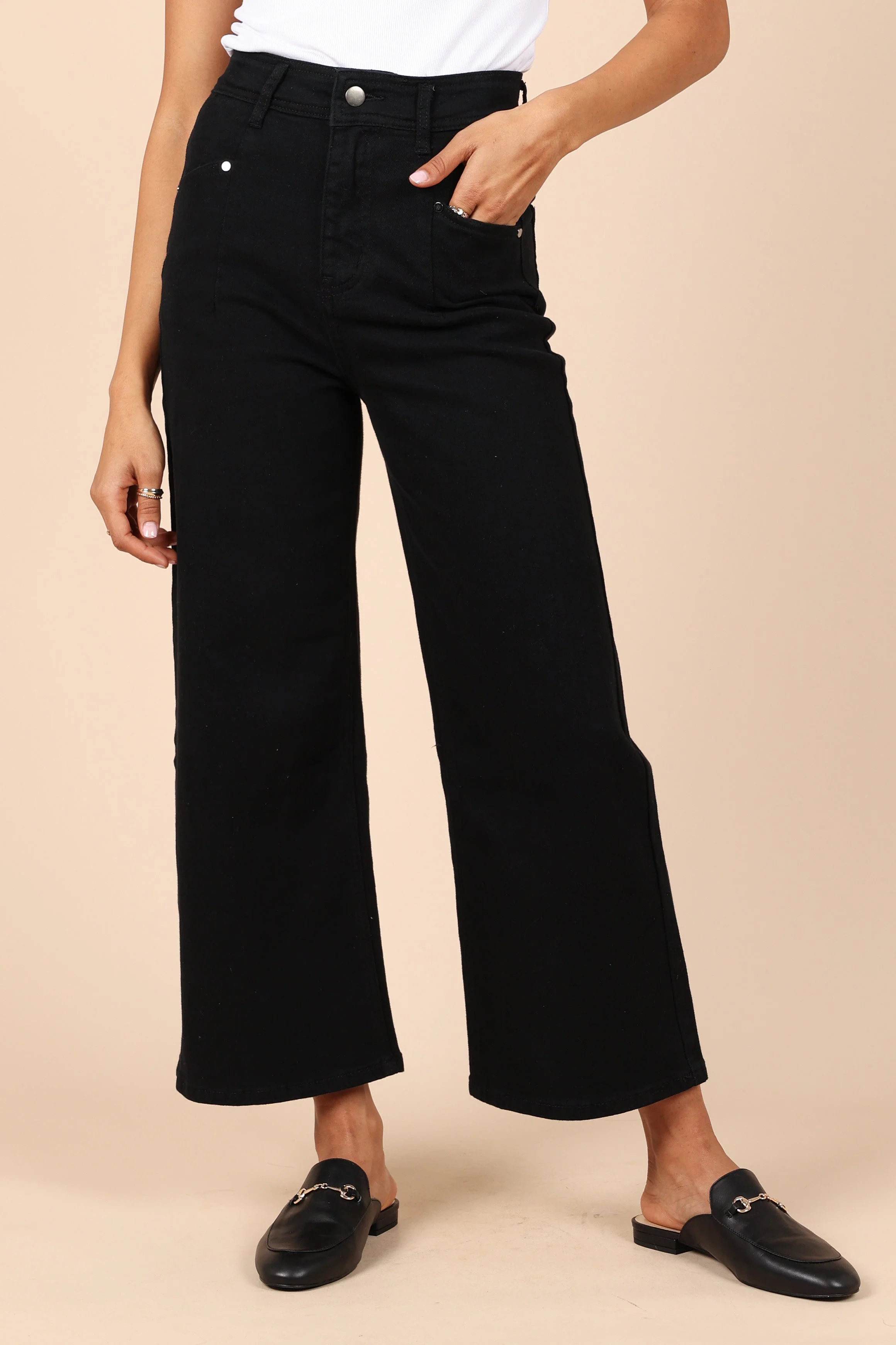 Georgette High Waisted Straight Leg Pants - Black - Image 5