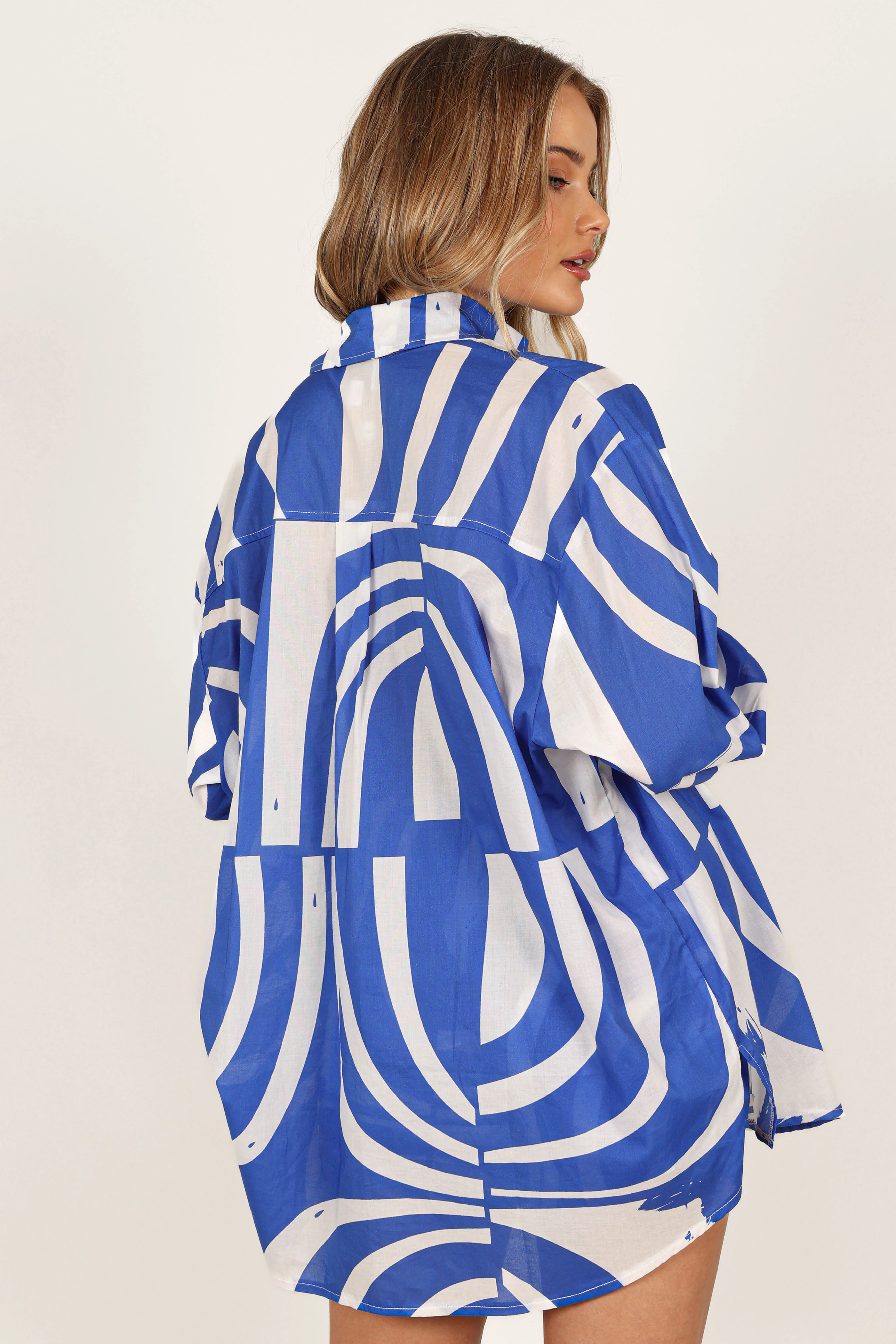 Heather Cotton Shirt - Blue Print - Image 9