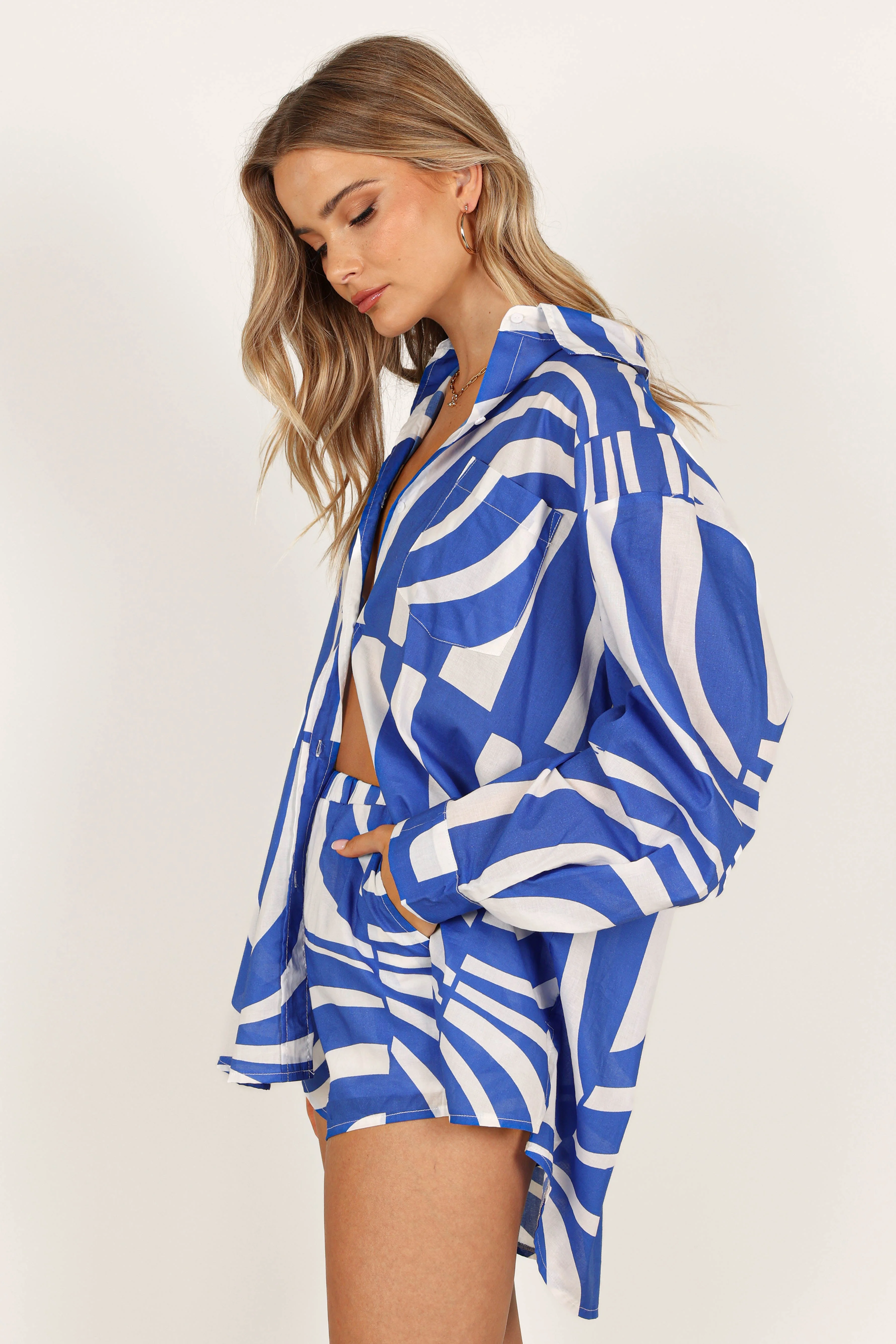 Heather Cotton Short - Blue Print - Image 7