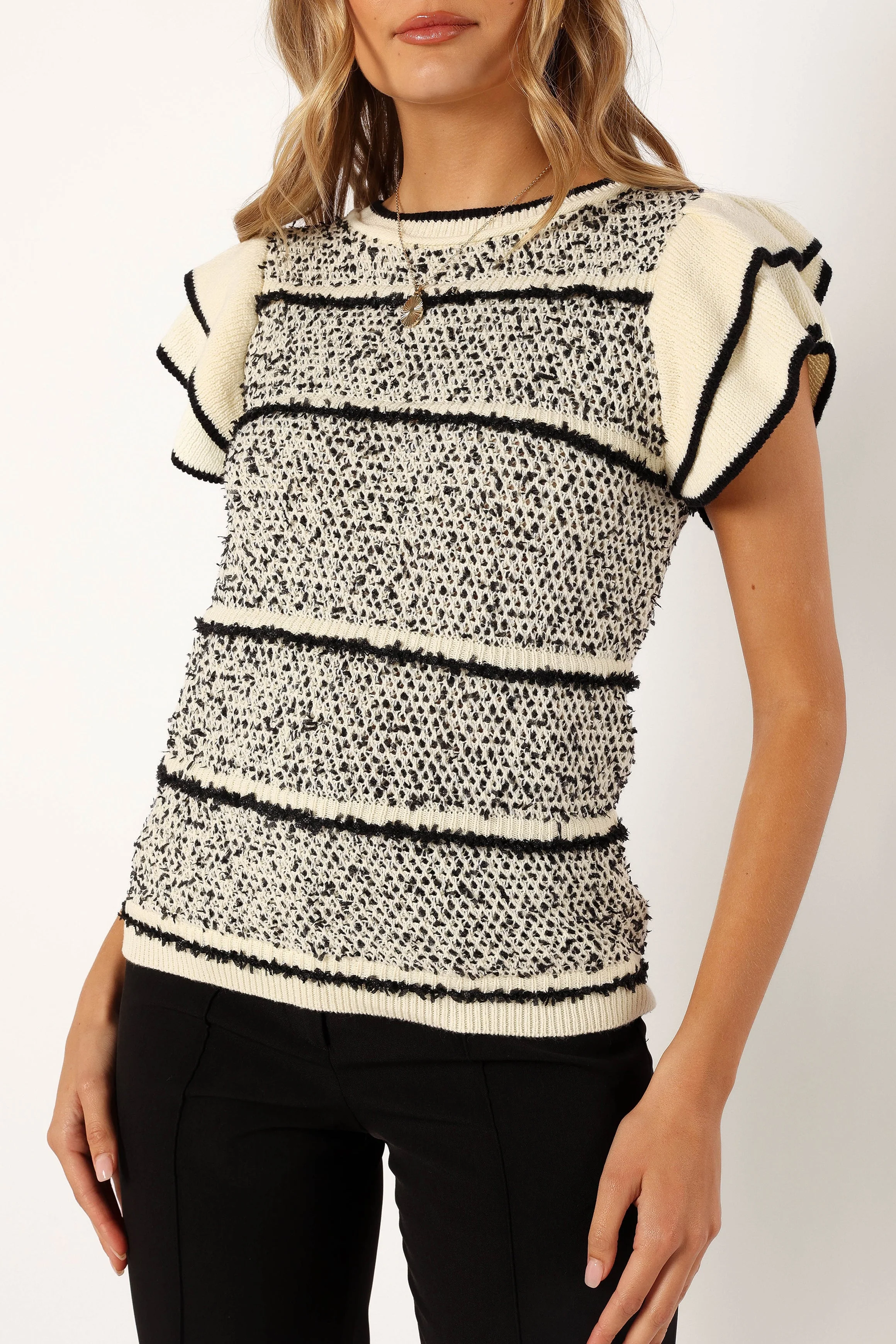 Lydia Knit Top - Ivory Black - Image 6