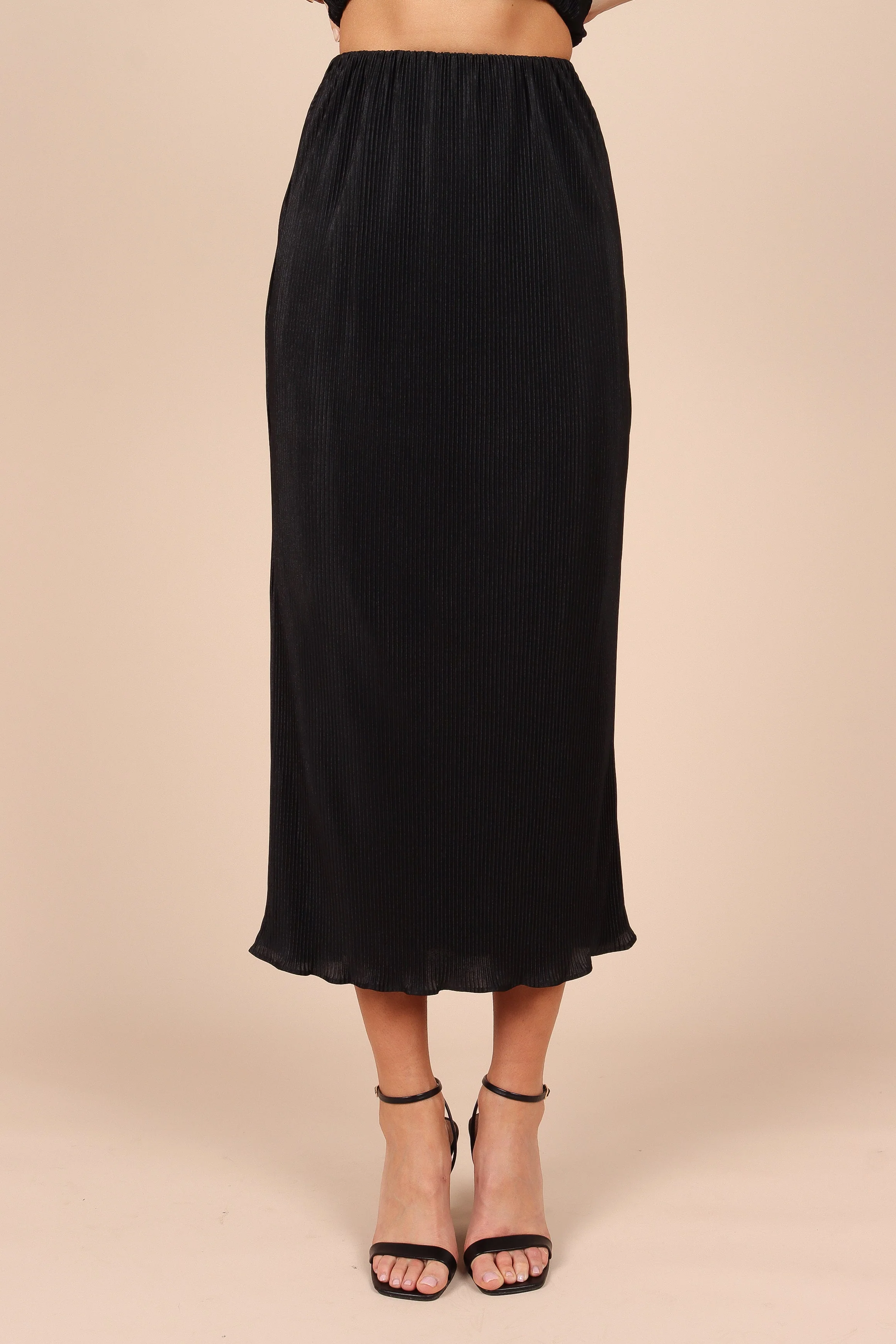 Minelli Pleat Midi Skirt - Black - Image 3