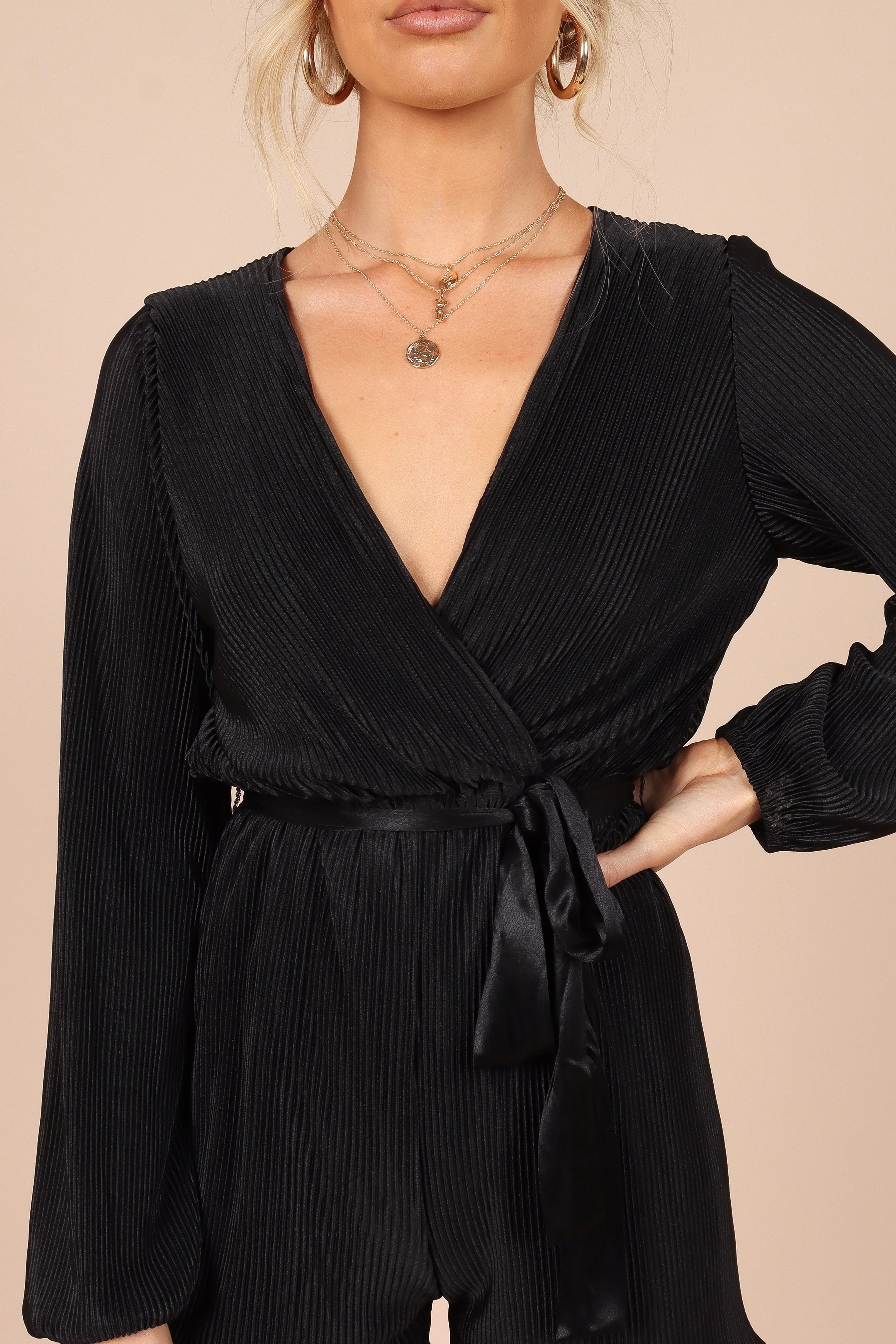 Minelli Pleated Romper - Black - Image 4