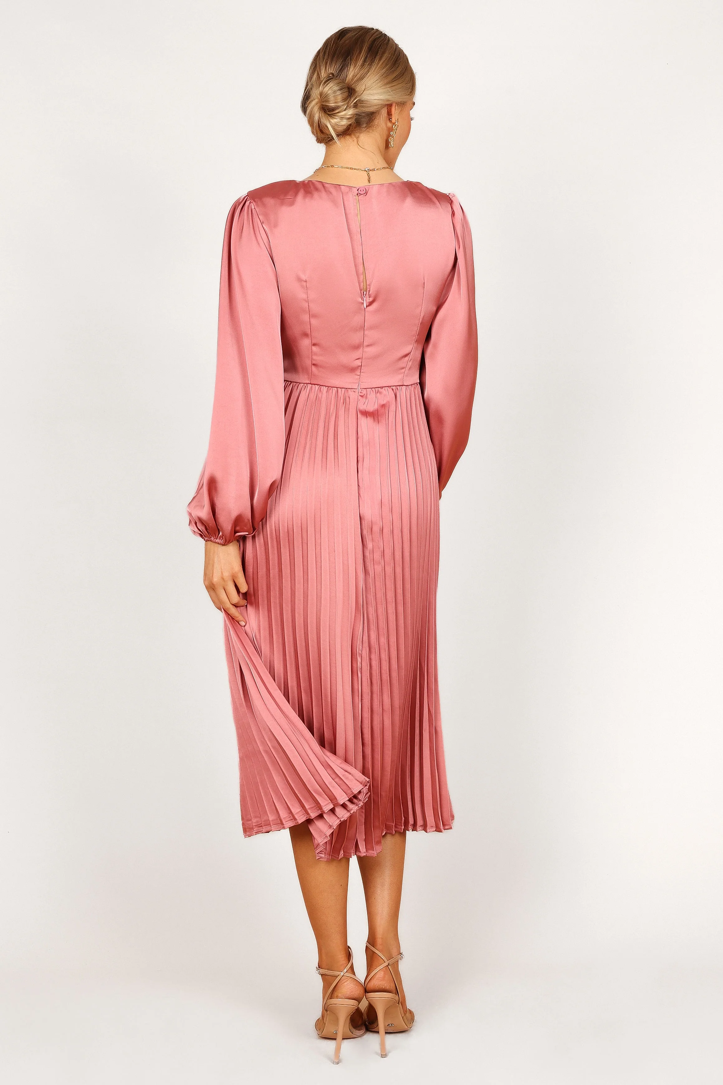 Noelle Twist Front Pleated Midi Dress - Blush - Image 6