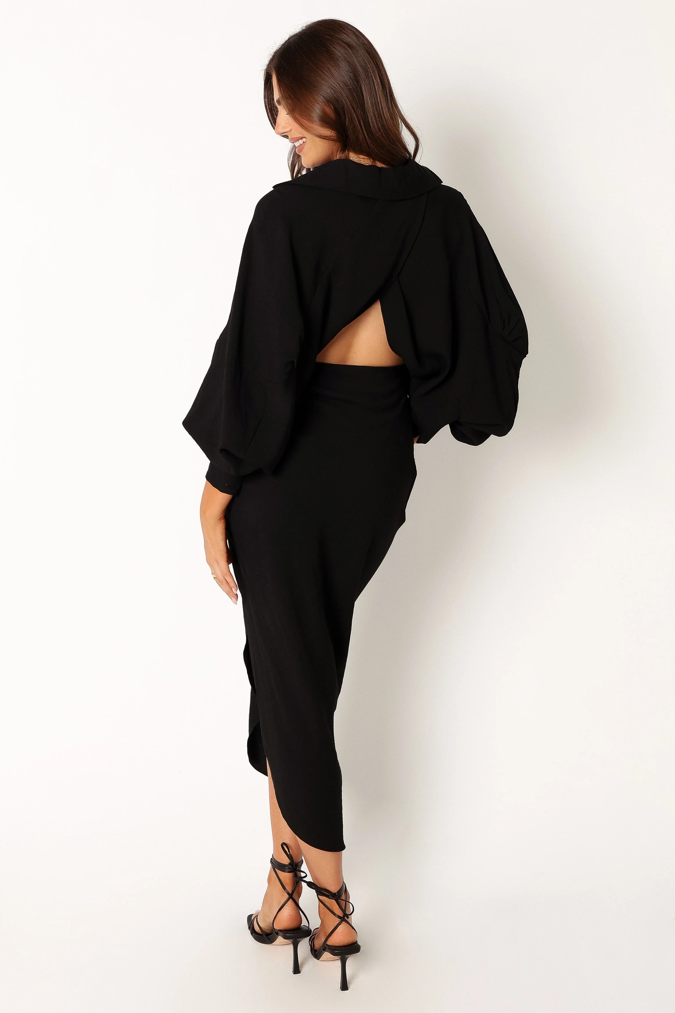 Paxton Long Sleeve Midi Dress - Black - Image 4