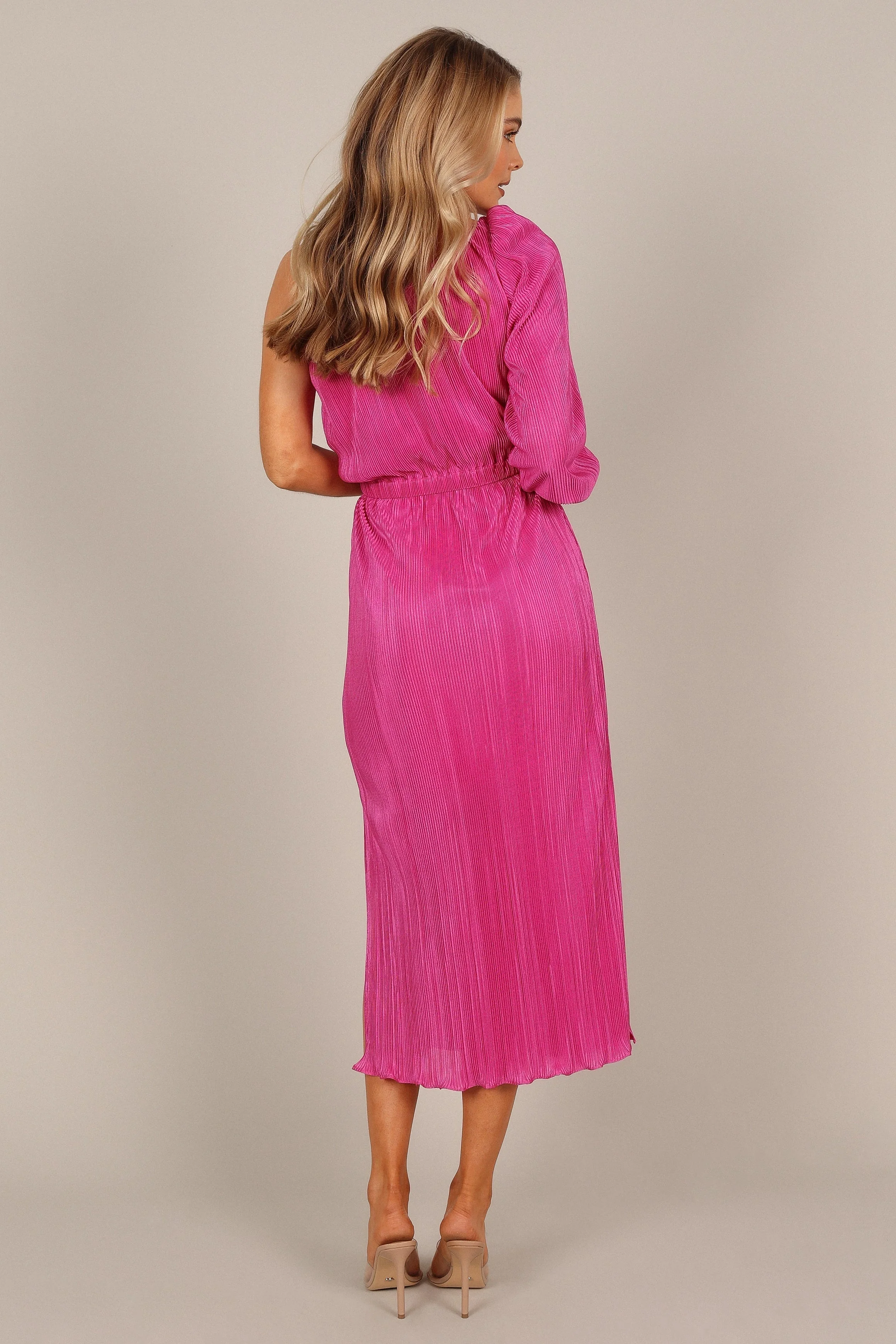 Pontee One Shoulder Pleated Midi Dress - Orchid - Image 6