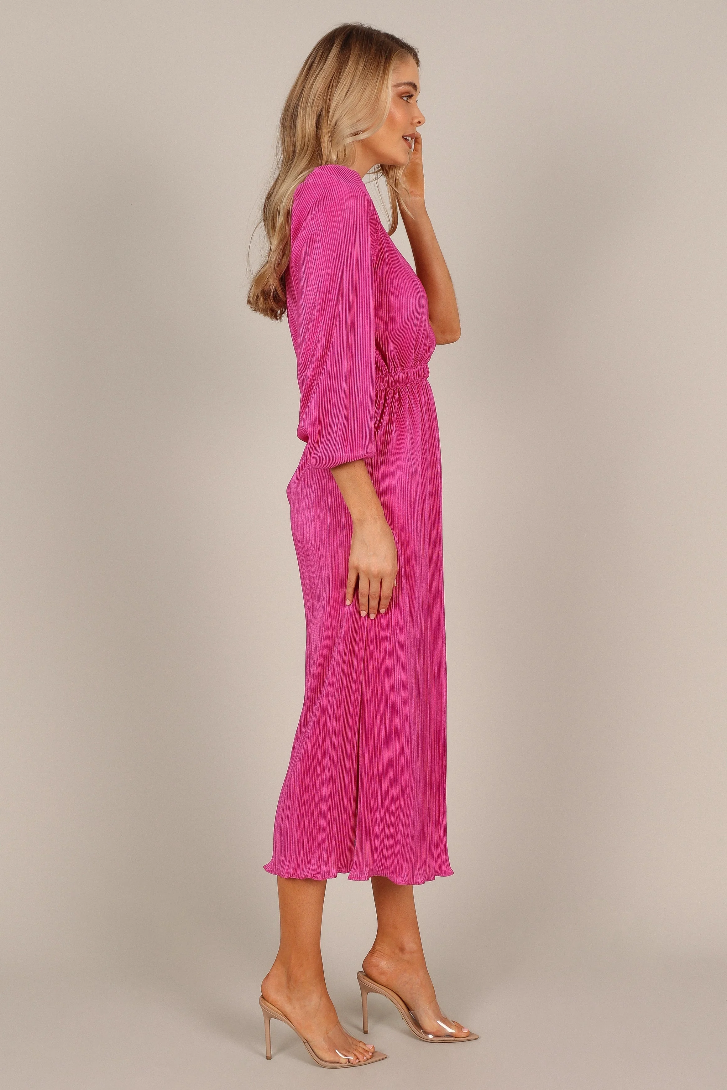 Pontee One Shoulder Pleated Midi Dress - Orchid - Image 8
