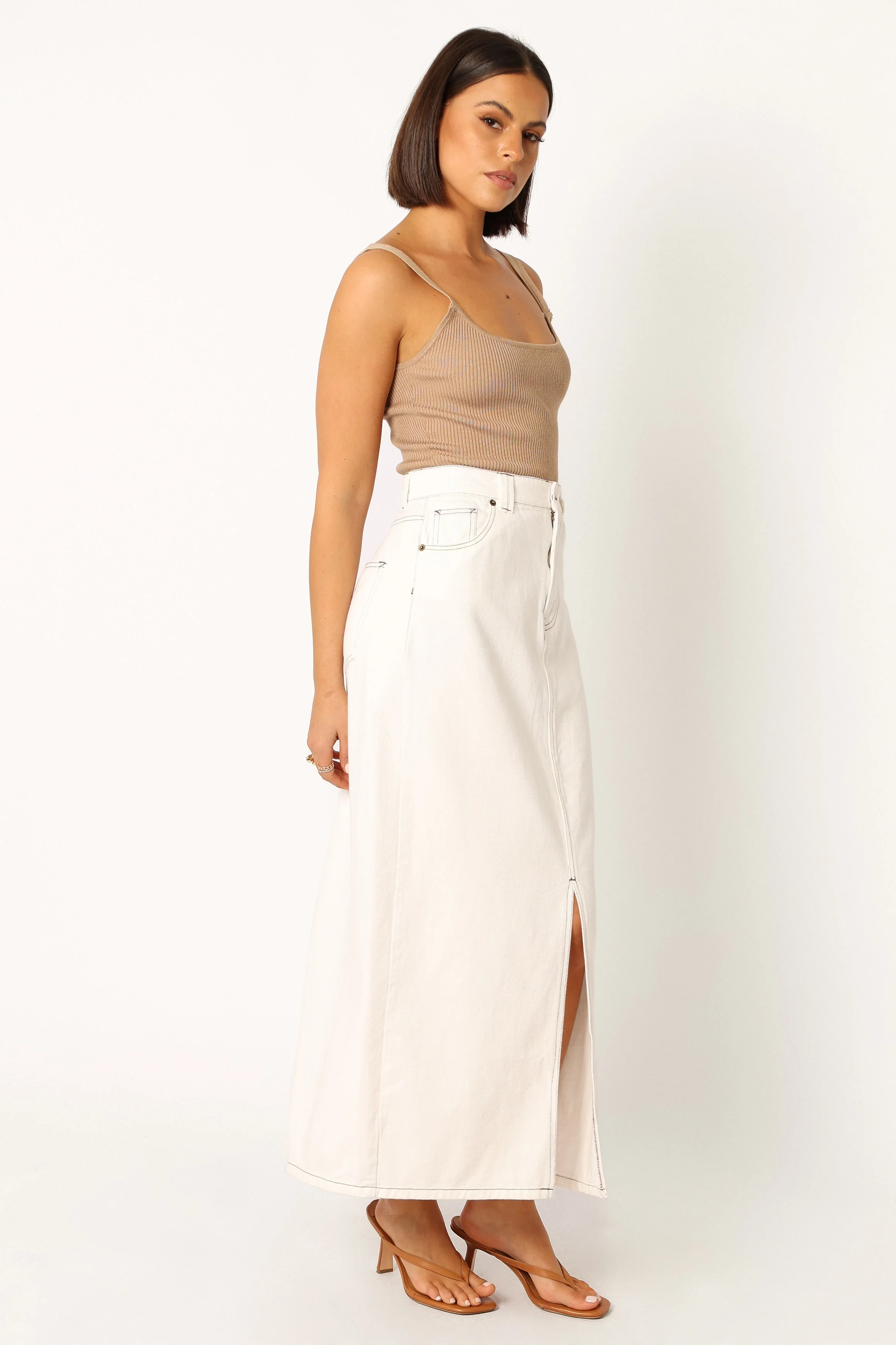 Rana Denim Midi Skirt - White - Image 10
