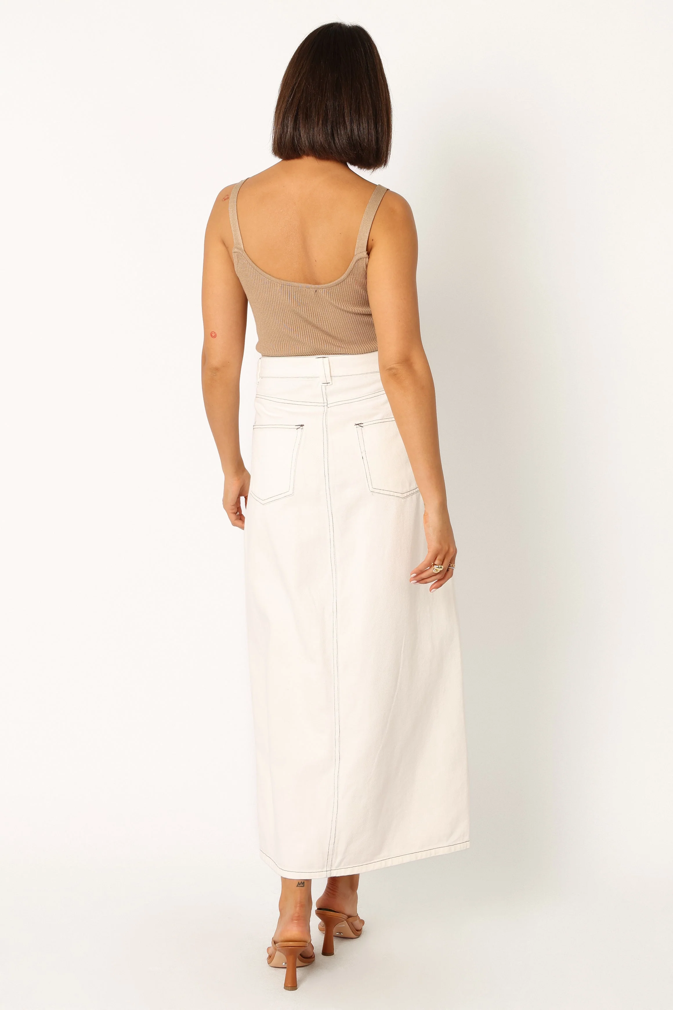 Rana Denim Midi Skirt - White - Image 8