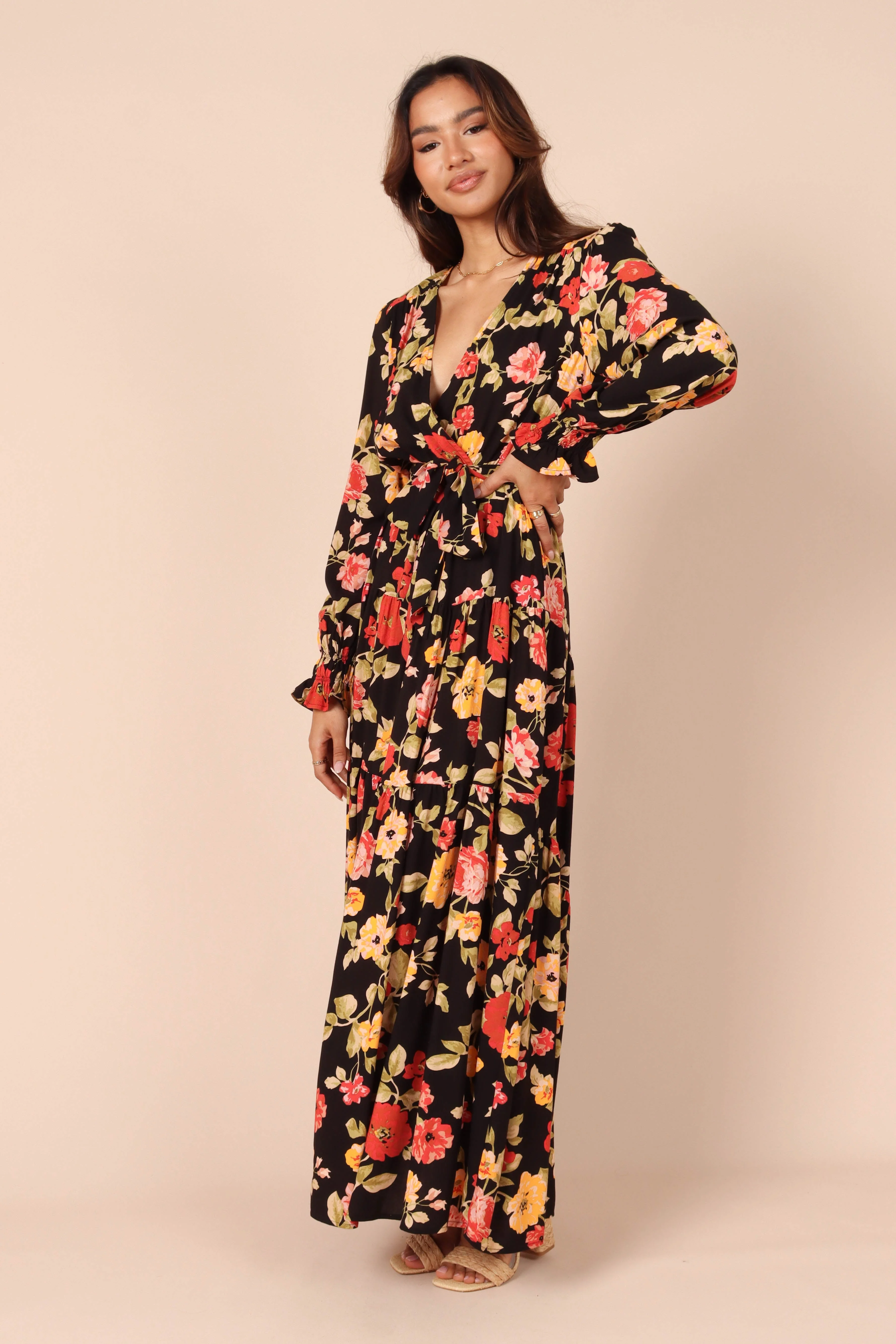 Ruana Maxi Dress - Black Floral - Image 6