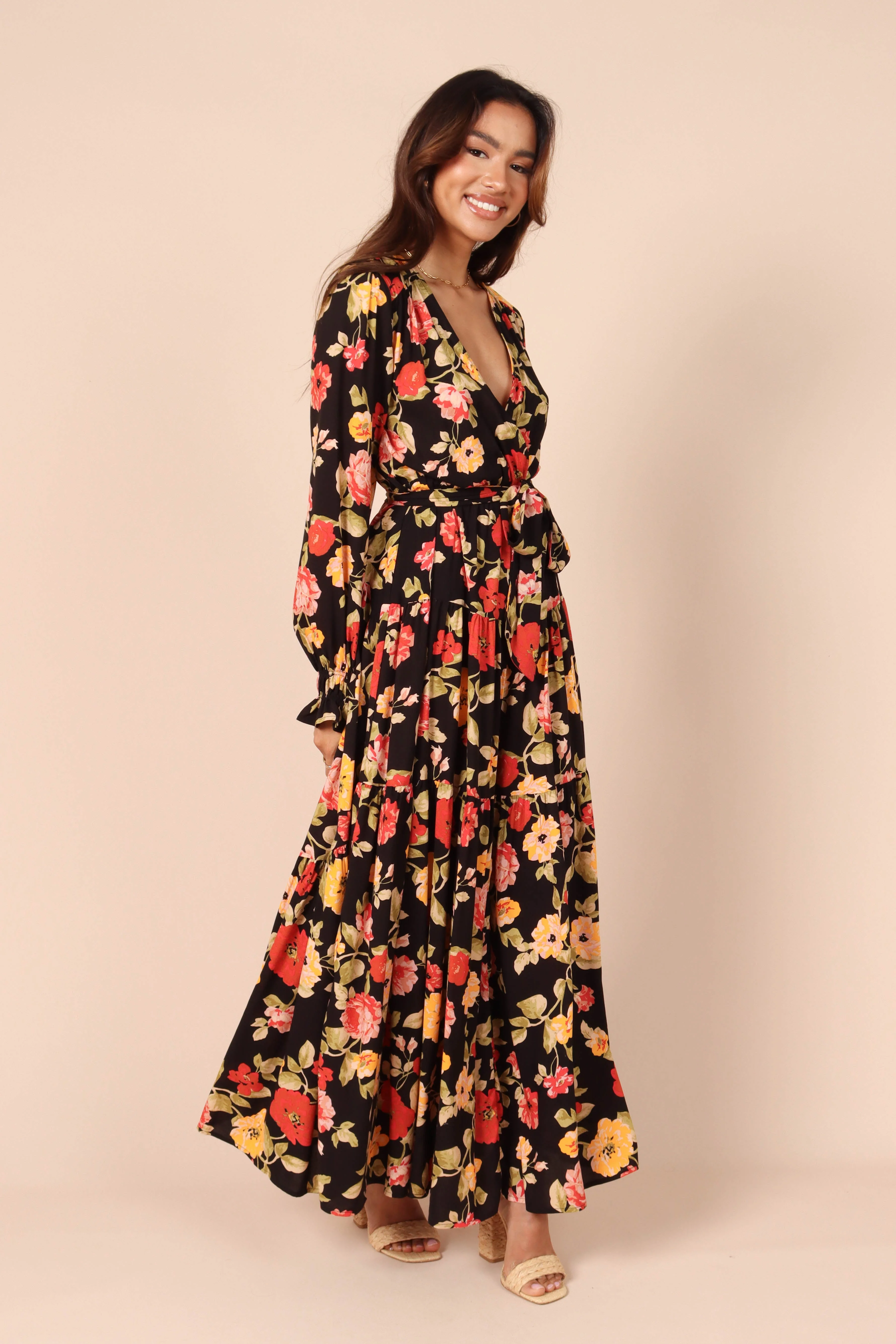 Ruana Maxi Dress - Black Floral - Image 7