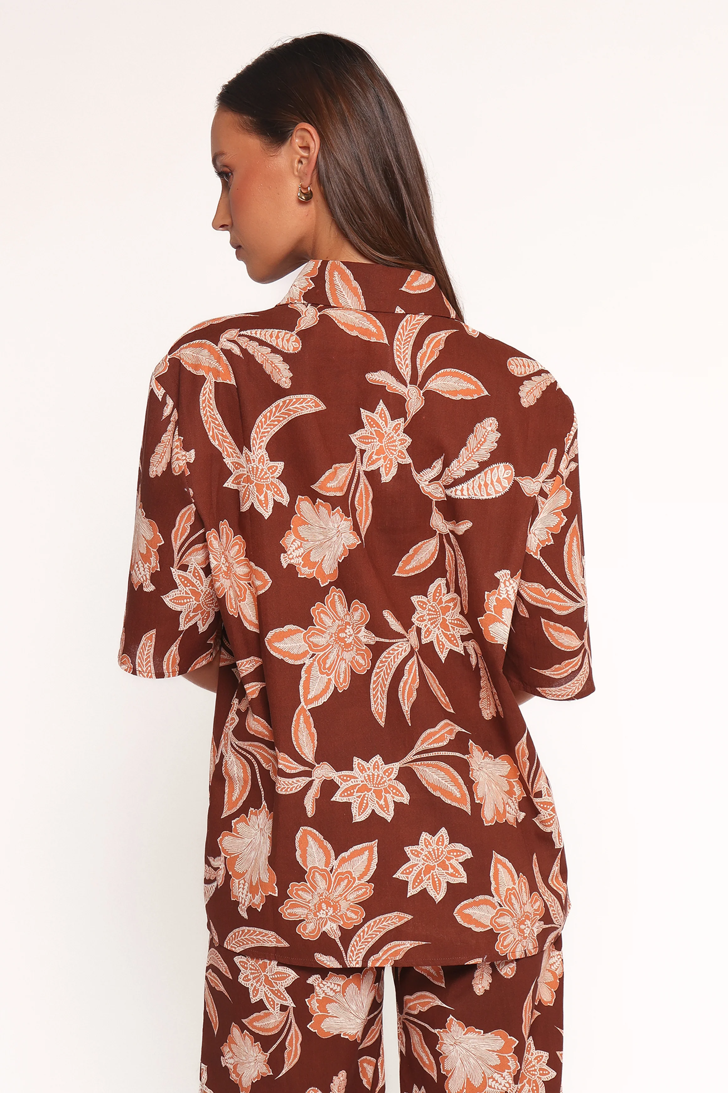 Samira Short Sleeve Shirt - Orange Floral - Image 4