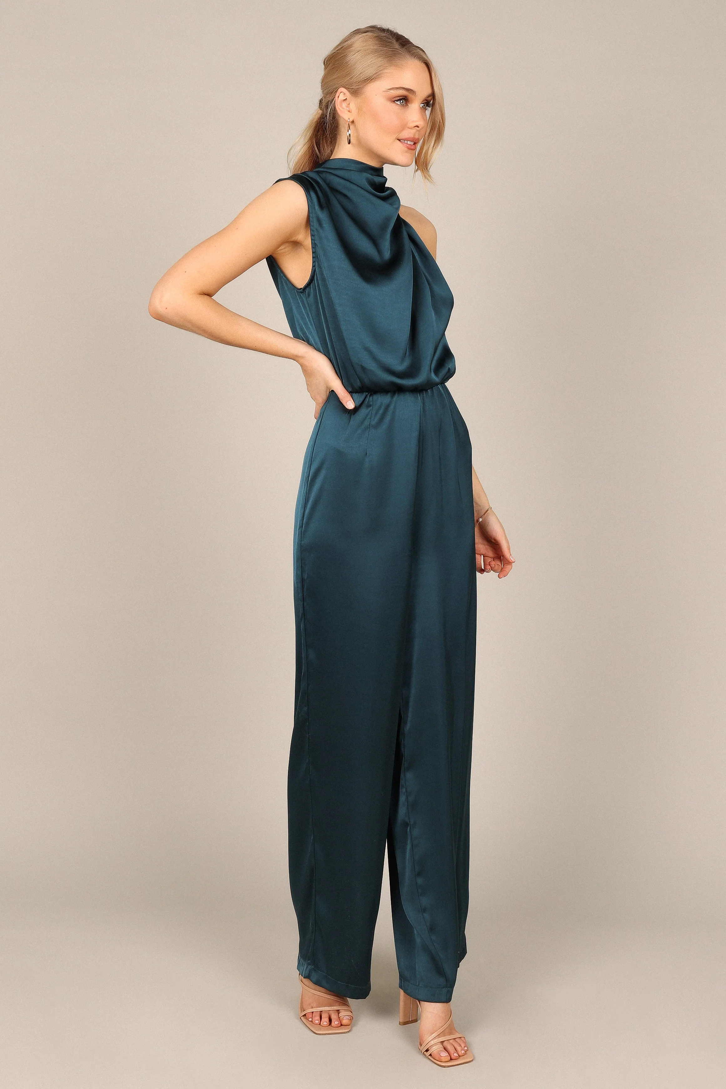 Savannah One Shoulder Jumpsuit - Teal - Image 7