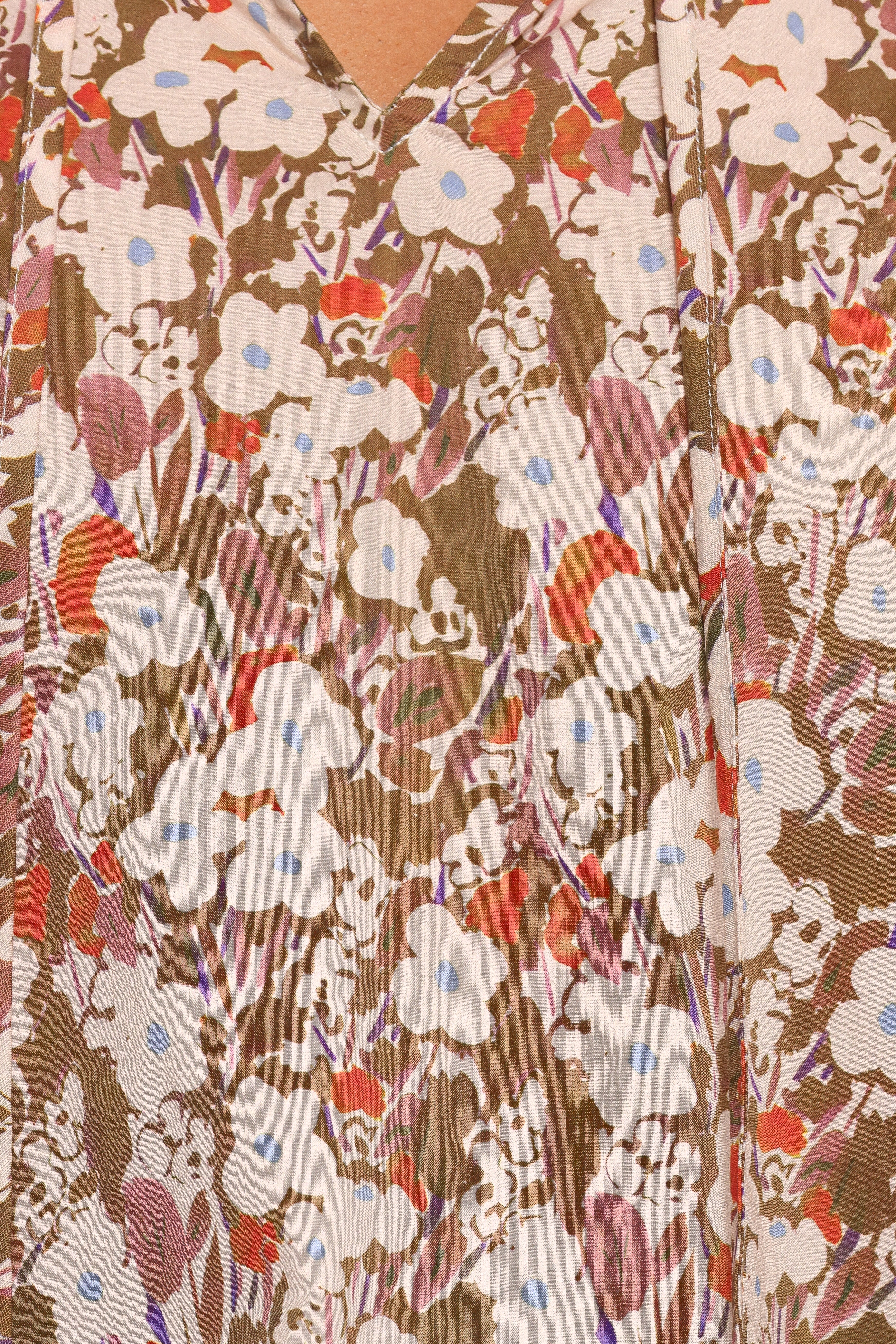 Selmah Long Sleeve Top - Cream Olive Orange - Image 9