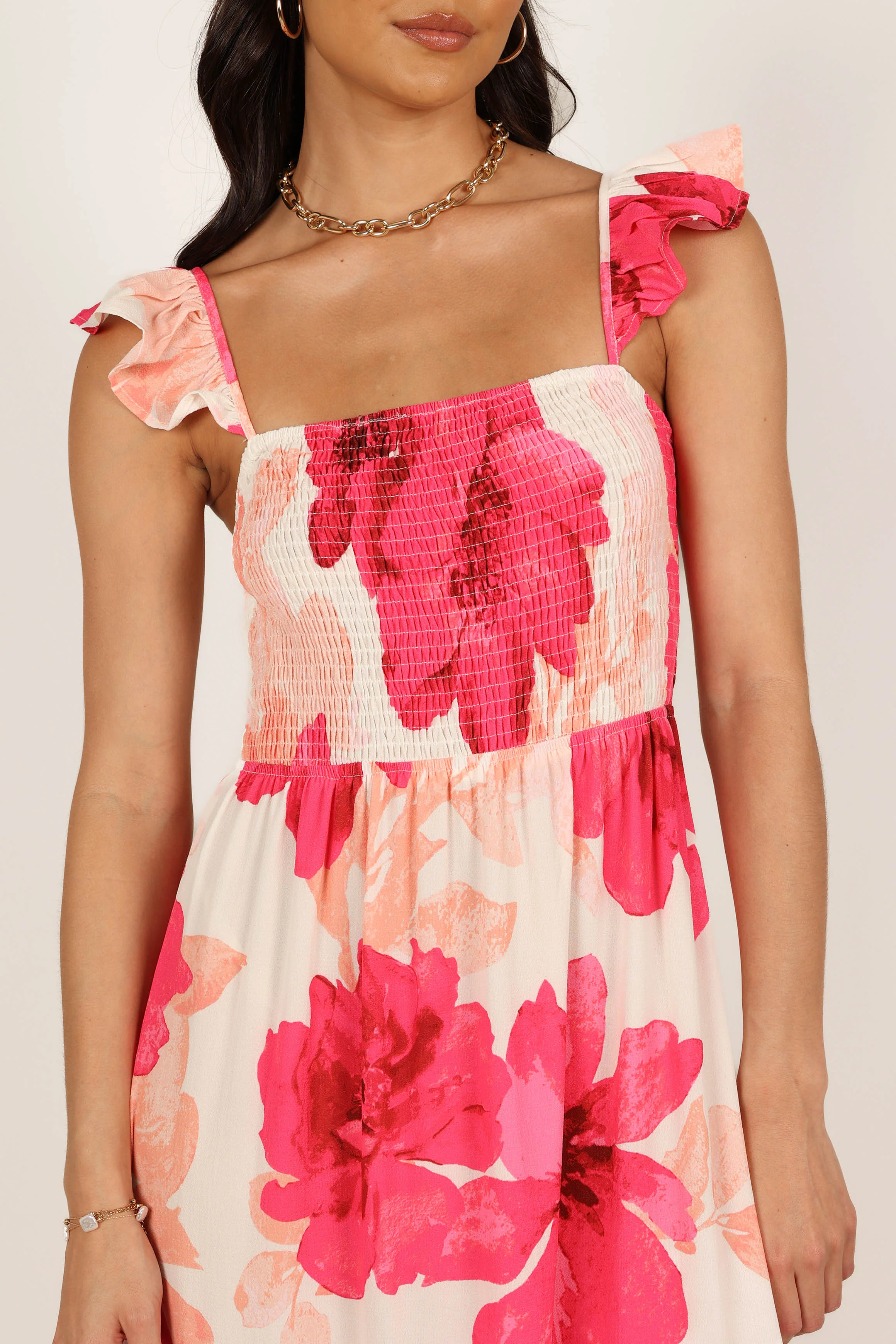 Tilly Shirred Maxi Dress - Pink - Image 3