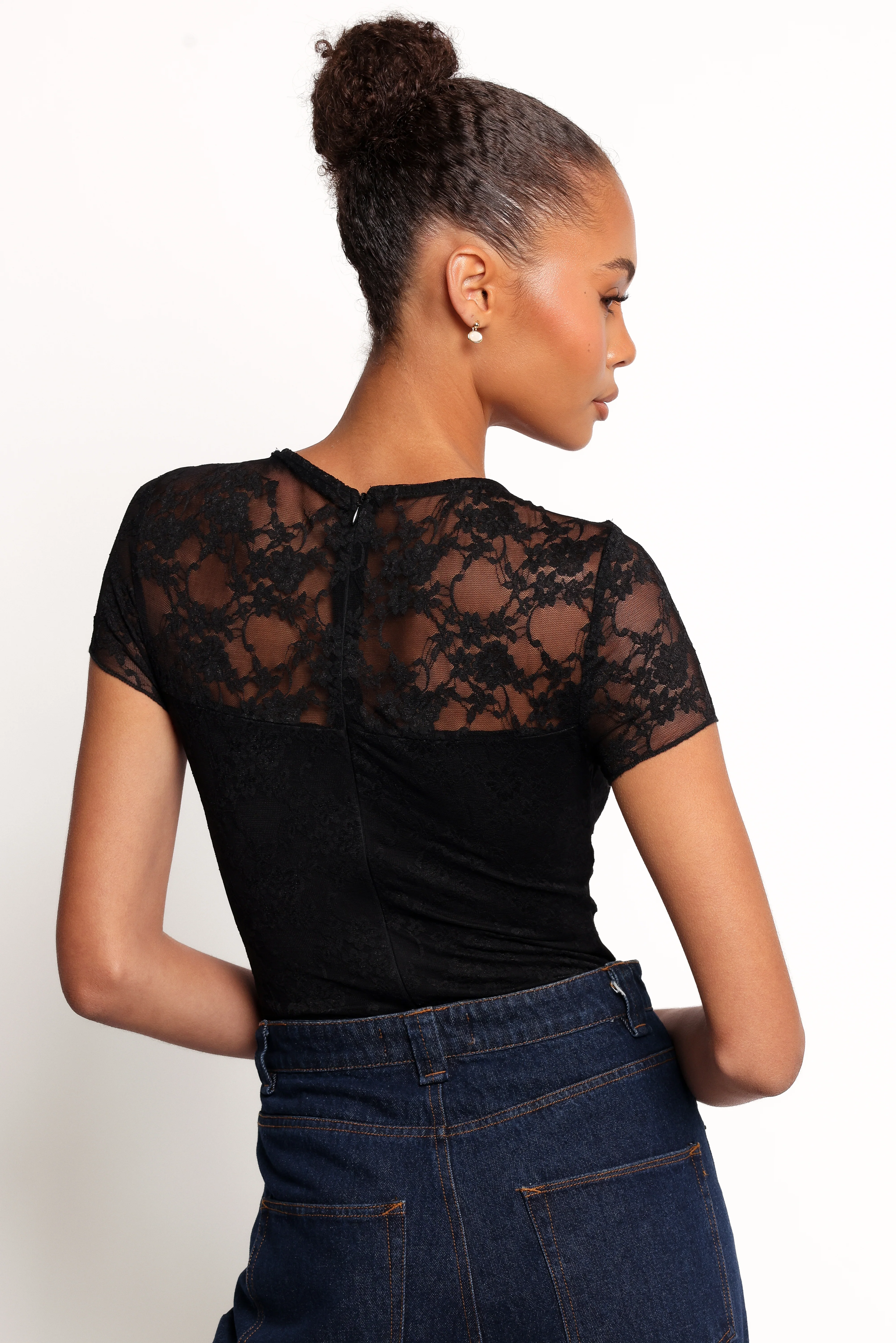Ziva Lace Overlay Bodysuit - Black - Image 3
