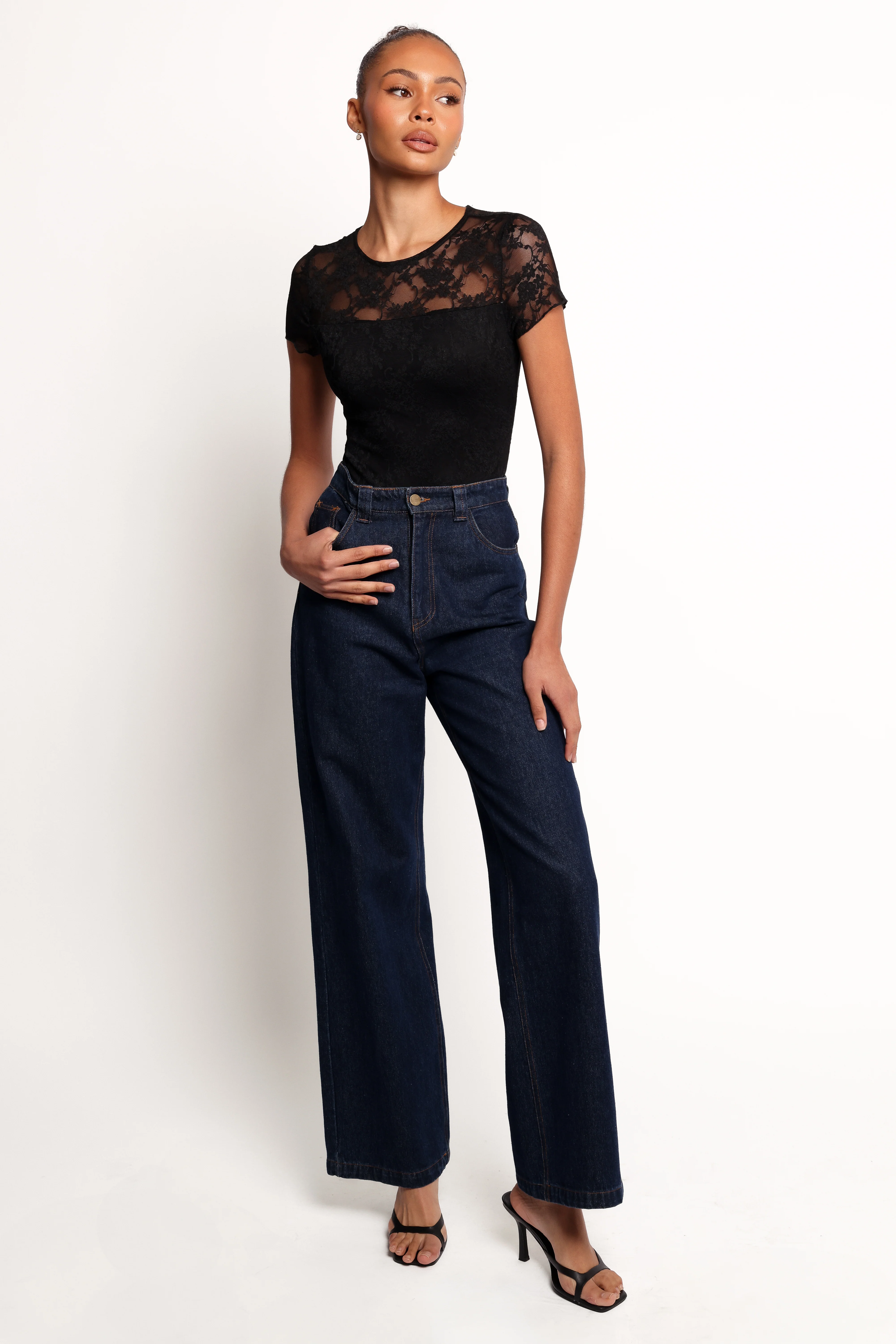 Ziva Lace Overlay Bodysuit - Black - Image 4